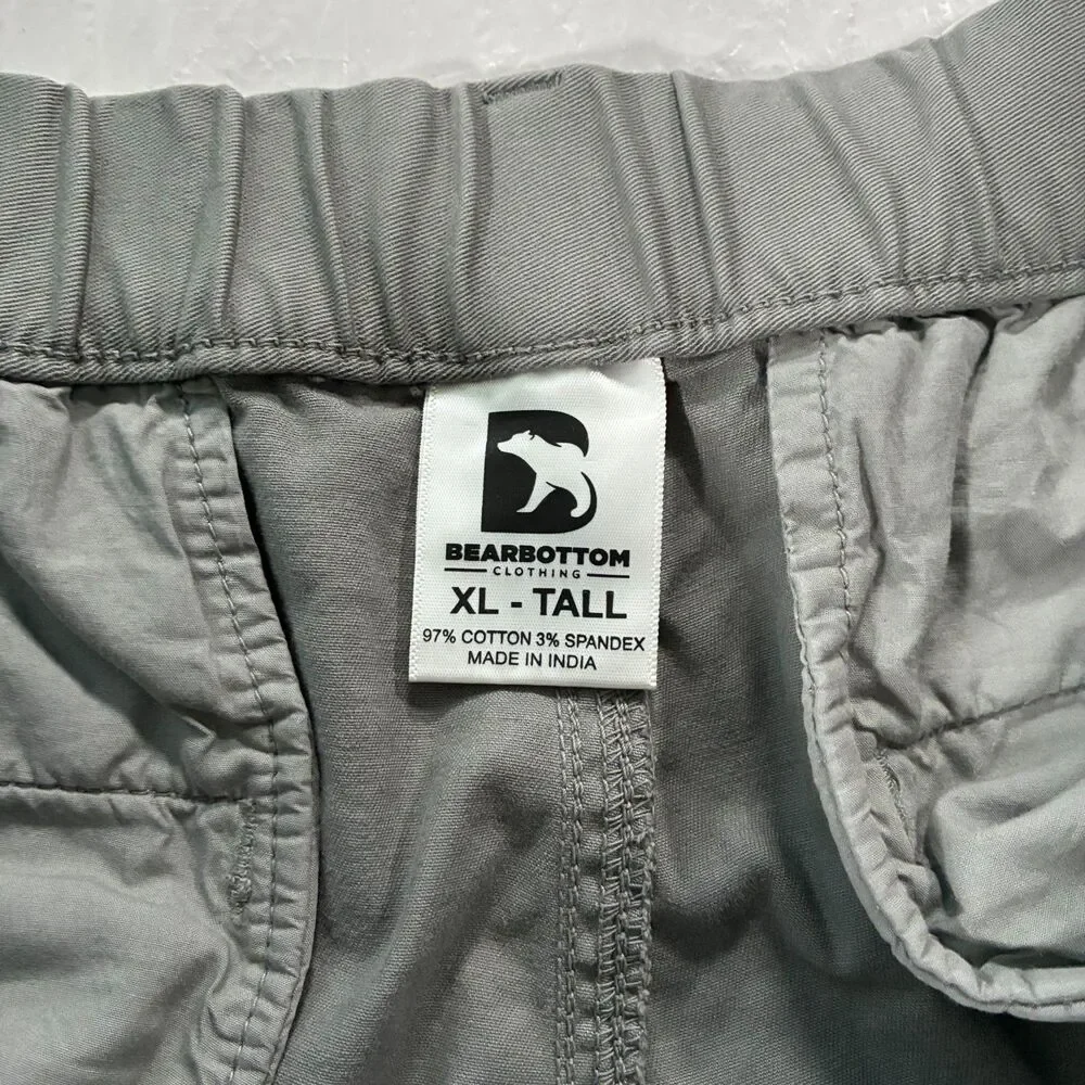 Bear Bottom Pants Joggers Mens XL Tall Gray Chino Tapered Fit Elastic Stretch